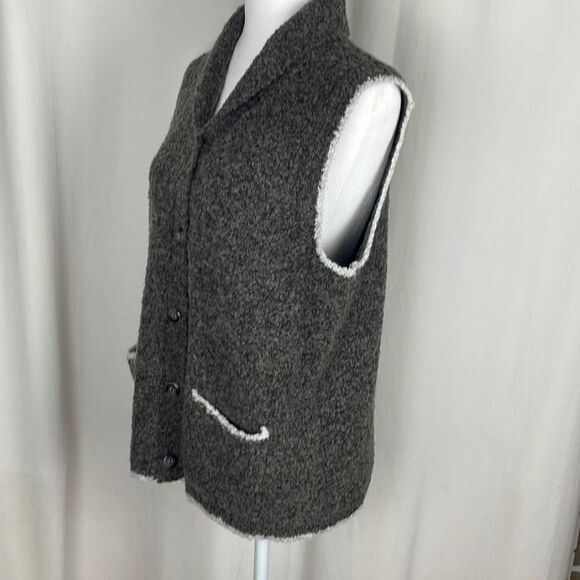 Wool Boucle Knit Button Front Sweater Vest sz L - Picture 3 of 5
